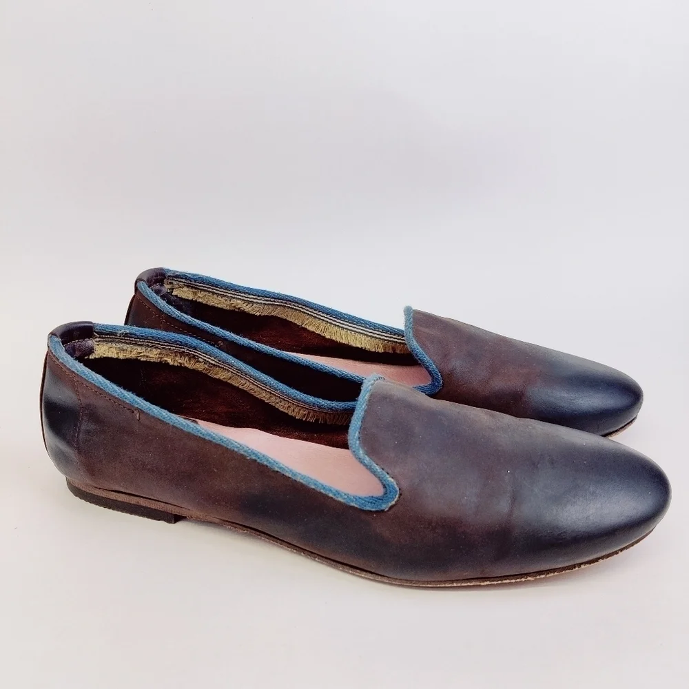 H by Hudson Brown Leather Flats Sz 38